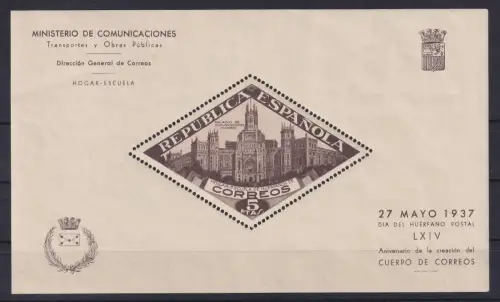 Spanien 1937 Beneficencia Wohlfahrt Waisenhaus der Post EDIFIL-Nr. Block 17 **