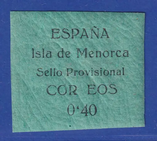Spanien 1939 Notausgabe Menorca Mi.-Nr. 1 postfrisch ** R in CORREOS fehlt !