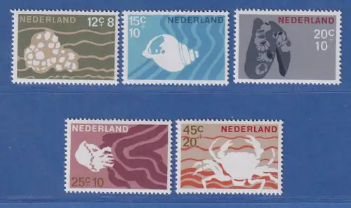 Niederlande 1967 Sommermarken Wirbellose Meerestiere Mi.-Nr. 873-77 ** / MNH