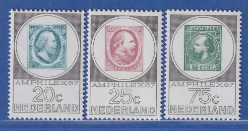 Niederlande 1967 Briefmarkenausstellung AMPHILEX '67 Mi.-Nr. 880-82 ** / MNH