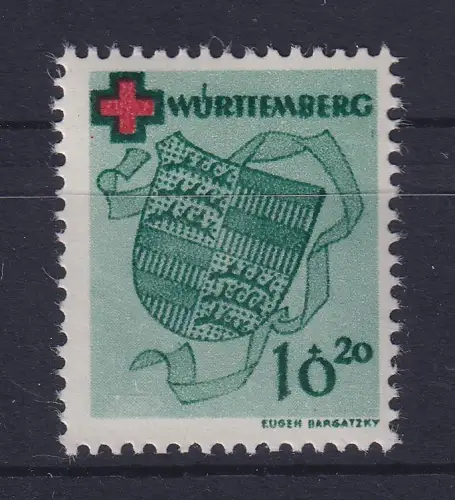 Franz. Zone Württemburg Rotes Kreuz Wappen 10+20Pfg Mi.-Nr. 40A postfrisch **