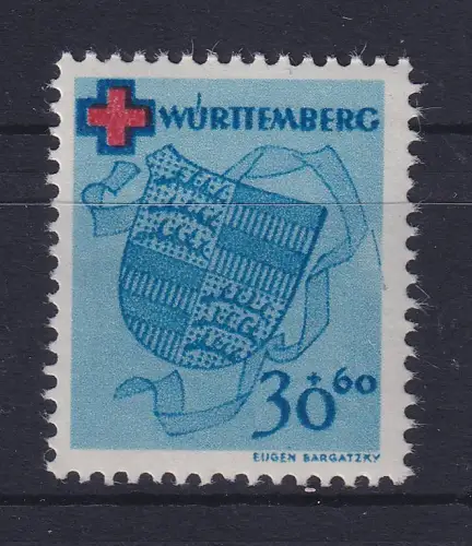 Franz. Zone Württemburg Rotes Kreuz Wappen 30+20Pfg Mi.-Nr. 42A postfrisch **