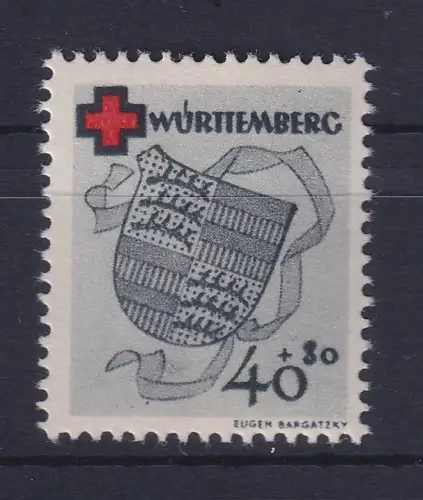 Franz. Zone Württemburg Rotes Kreuz Wappen 40+30Pfg Mi.-Nr. 43A postfrisch **