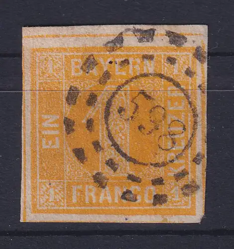 Bayern 1 Kr gelb Mi.-Nr. 8 I mit OMR 598 Würzburg