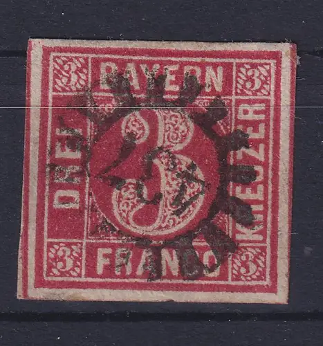 Bayern 3 Kr karmin Mi.-Nr. 9 mit GMR 437 Rosenheim