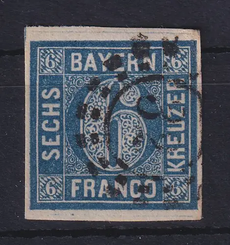 Bayern 6 Kr dunkelblau Mi.-Nr. 10a mit OMR 32 Bamberg