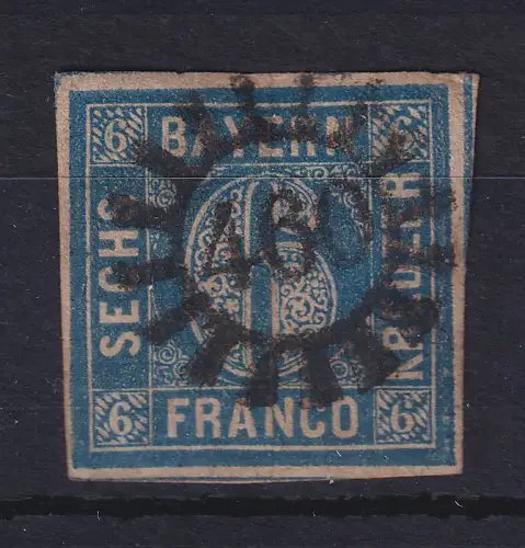 Bayern 6 Kr dunkelblau Mi.-Nr. 10 mit GMR 460 Schlachters