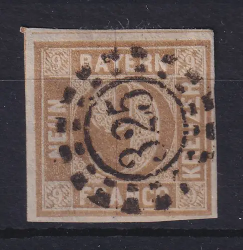 Bayern 9 Kreuzer ocker Mi.-Nr. 11 mit OMR 325 München