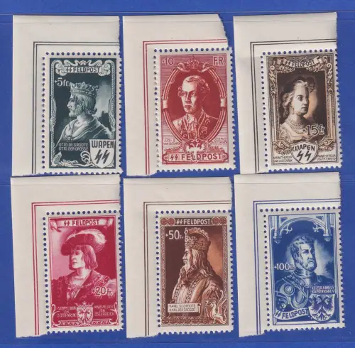 Dt. Besetzung 2.WK Belgien Flämische Legion 1943 Mi.-Nr. IX-XIV Eckrandstücke **