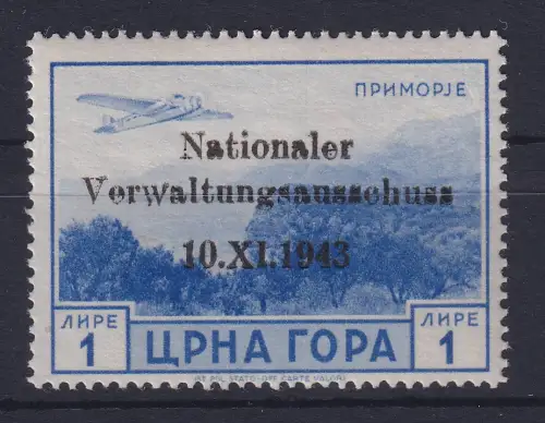 Dt. Besetzung 2.Weltkrieg Montenegro 1943 Mi.-Nr. 15 postfrisch ** 