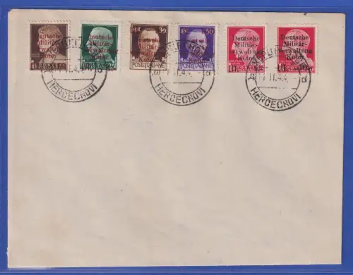 Dt. Besetzung 2.Weltkrieg Kotor 1944 Mi.-Nr. 1-6 auf Satzbrief O HERCECNOVI