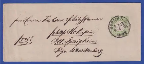 Dt. Reich Ganzsache Zeitungsstreifband Mi.-Nr. S3 O BERLIN 1874