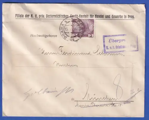 Österreich Mi.-Nr. 180 als EF auf Zensur-Brief O PRAG gpr. SOECKNICK BPP