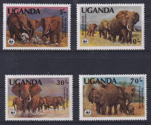 Uganda 1983 Afrikanische Elefanten Mi.-Nr. 361-364 C Satz 4 Werte **/ MNH