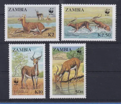 Sambia 1987 WWF der schwarze Litschi Mi.-Nr. 438-41 Satz 4 Werte  **/ MNH