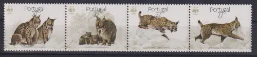 Portugal 1988 WWF Luchs Mi.-Nr. 1741-44, 4-er Streifen postfrisch **/ MNH