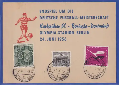 Souvenir-Karte Bundesliga-Endspiel Karlsruher SC gegen Borussia Dortmund 1956