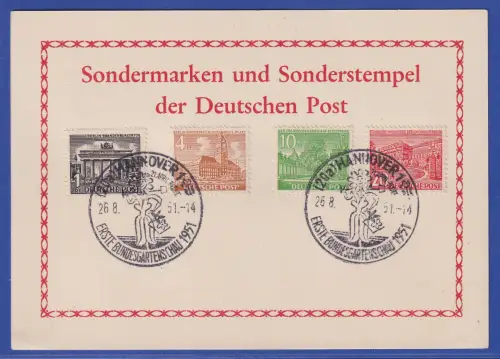 Berlin Bauten 4 Werte auf Souvenir-Karte 1. BUGA So.-O HANNOVER 1951