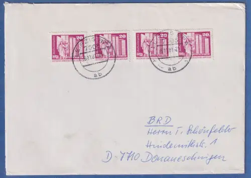 DDR Bauwerke klein 20Pfg Mi.-Nr.1869 4-fach als MEF auf Brief in die BRD üb. 20g
