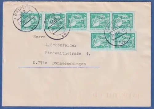 DDR Bauwerke klein 5Pfg Mi.-Nr. 2483  7x als MEF auf Brief in die BRD, O ERFURT