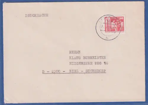 DDR Bauwerke klein 30Pfg Mi-Nr. 2588 EF auf Drucksache v. LEIPZIG nach Kiel 