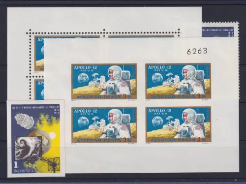 Ungarn 1970 Apollo12 und Meteorologie Mi.-Nr. 2576 KLB und 2580 je A/B ** MNH