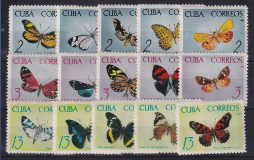 Kuba Cuba 1965 Schmetterlinge Mi.-Nr. 1058-1072 Satz kpl. postfrisch **