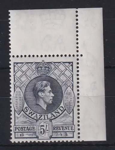 Swasiland 1943 König Georg VI. Mi.-Nr. 36bE Eckrandstück OR postfrisch ** MNH