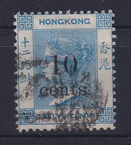 Hongkong 1879 Queen Victoria Aufdruck 10 Cents  Mi.-Nr. 26 gestempelt