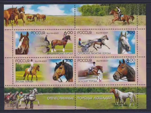 Russland 2007 Pferde Mi.-Nr. Block 107 postfrisch **