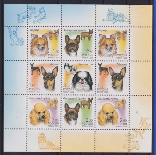 Russland 2000 Hunderassen Mi.-Nr. 837-841 Kleinbogen postfrisch **