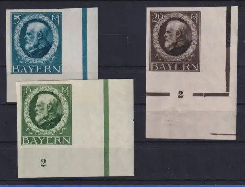 Bayern Ludwig III. Kriegsdrucke Mi.-Nr. 107-109 II B  3 Ecken postfrisch **