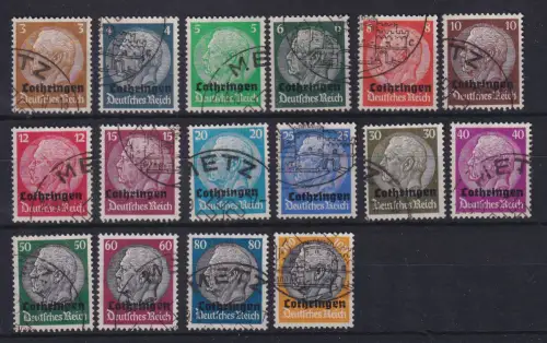 Dt. Besetzg. 2. Weltkrieg Lothringen 1940 Hindenburg-Satz Mi.-Nr 1-16 gestempelt