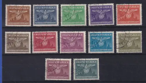 Generalgouvernement 1943 Dienstmarken Mi.-Nr. 25-36 Satz kpl. gestempelt
