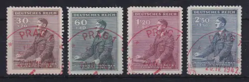 Böhmen und Mähren 1942 Hitler Mi.-Nr. 85-88 roter So.-O PRAG
