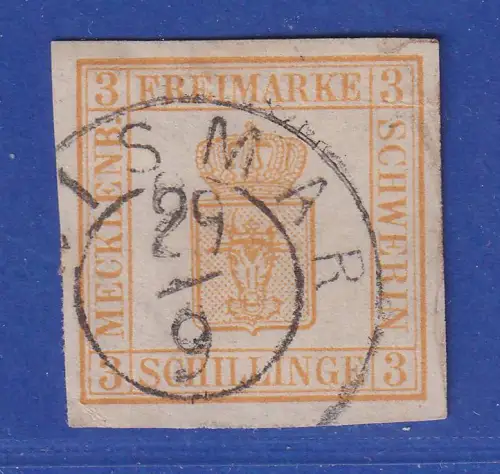 Mecklenburg-Schwerin Wappen 3 Schillinge Mi.-Nr. 2a O WISMAR gpr. BERGER BPP