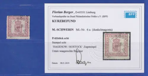 Mecklenburg-Schwerin Wappen 2 Schillinge Mi.-Nr. 6a Bahnpost-O KB BERGER BPP