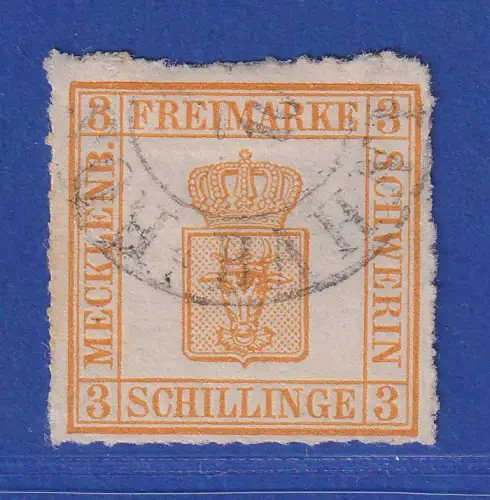 Mecklenburg-Schwerin Wappen 3 Schillinge Mi.-Nr. 7 I Bahnpost-O gpr. BERGER BPP