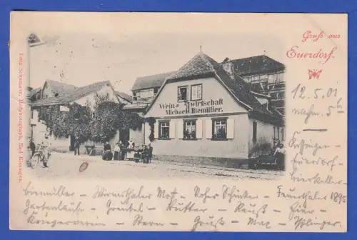 Alte AK Euerdorf (Fränk. Saale) bei Hammelburg Wirtshaus Biemüller, gel. 1901