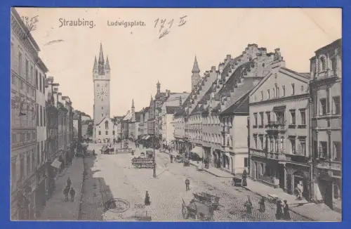 Alte AK Straubing Ludwigsplatz Altstadt, gelaufen 1906