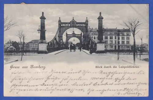 Alte AK Bamberg Luitpoldbrücke, gelaufen 1898
