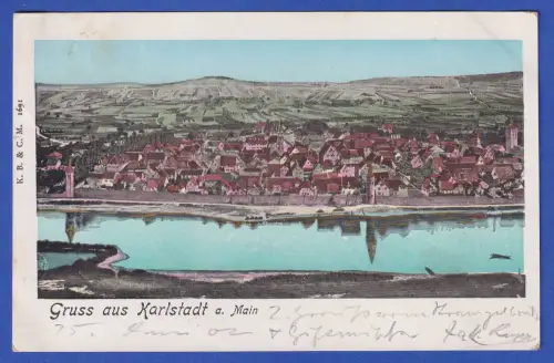 Alte AK Karlstadt am Main Stadtansicht, gelaufen 1902