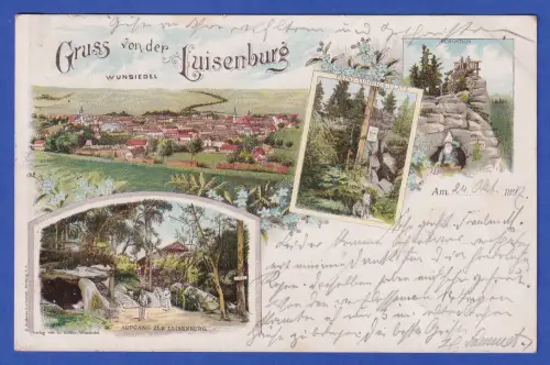 Alte AK Wunsiedel Luisenburg Ortsansicht und Waldimpressionen, gelaufen 1897