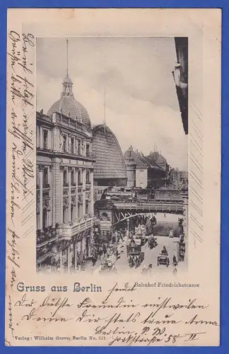 Alte AK Berlin Bahnhof Friedrichstraße, gelaufen 1902