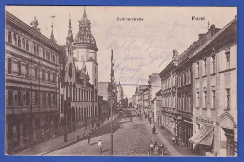 Alte AK Forst (Lausitz) Berliner Straße, gelaufen 1919