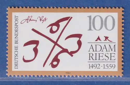 Bundesrepublik 1992 100. Geburtstag von Adam Riese Mi.-Nr. 1612 ** MNH