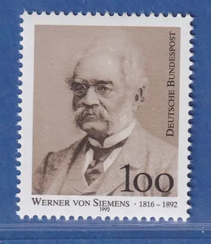 Bundesrepublik 1992 100. Todestag von Werner von Siemens Mi.-Nr. 1642 **/ MNH