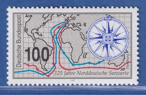 Bundesrepublik 1993 125 Jahre Norddeutsche Seewarte Mi.-Nr. 1647 **/ MNH