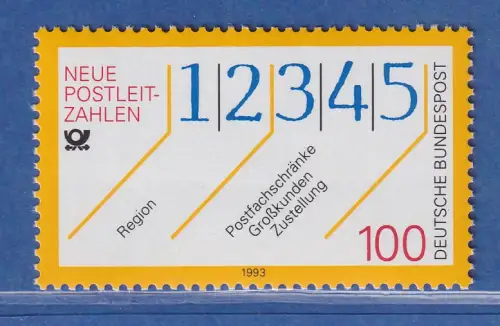 Bundesrepublik 1993 Einführung 5-stellige Postleitzahlen Mi.-Nr. 1659 ** MNH