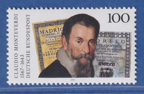 Bundesrepublik 1993  350. Todestag von Claudio Monteverdi Mi.-Nr.1705 **/ MNH